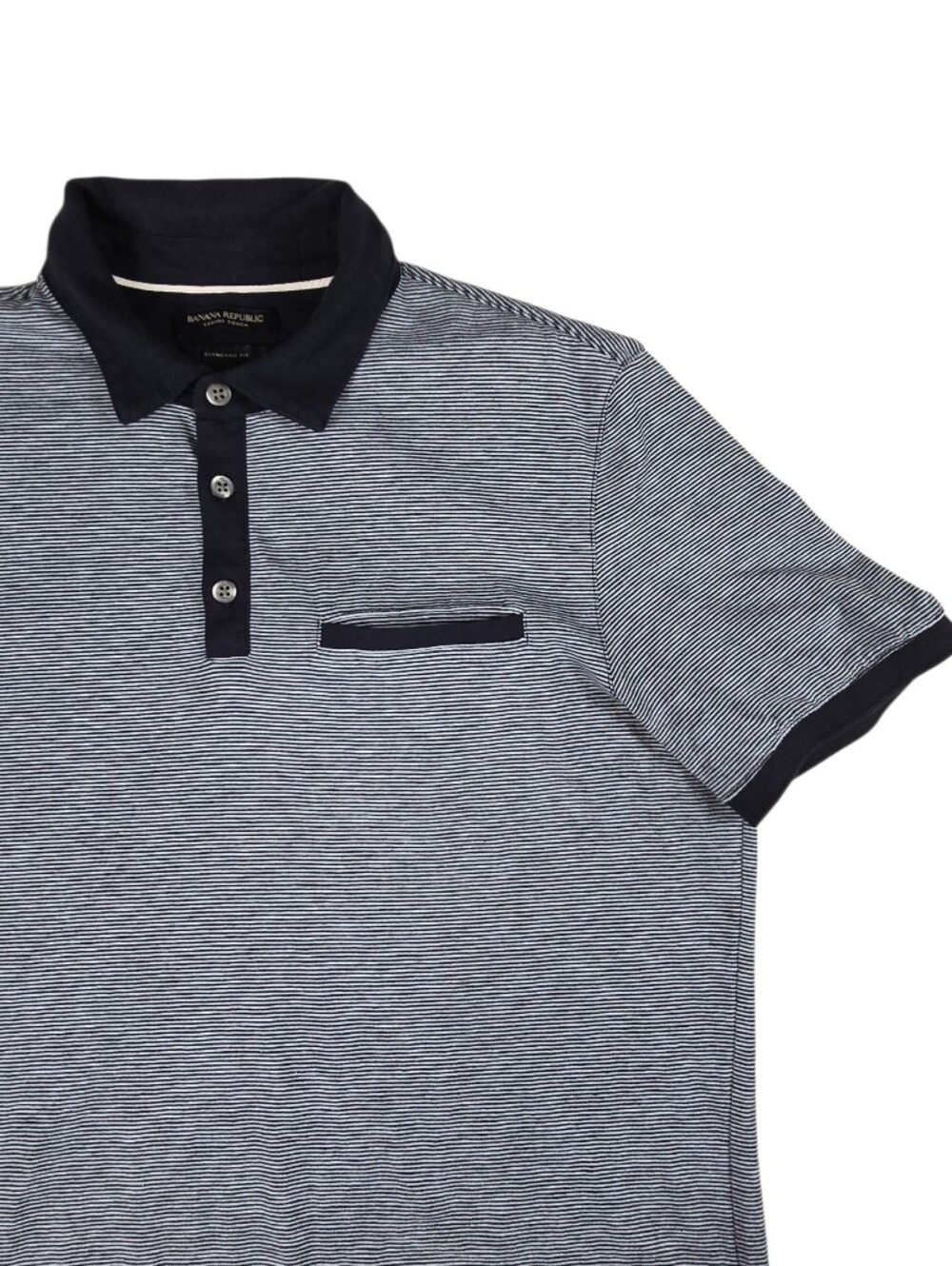 Banana Republic Luxury Touch Standard Fit Short Sleeve Polo Shirt Striped Large
